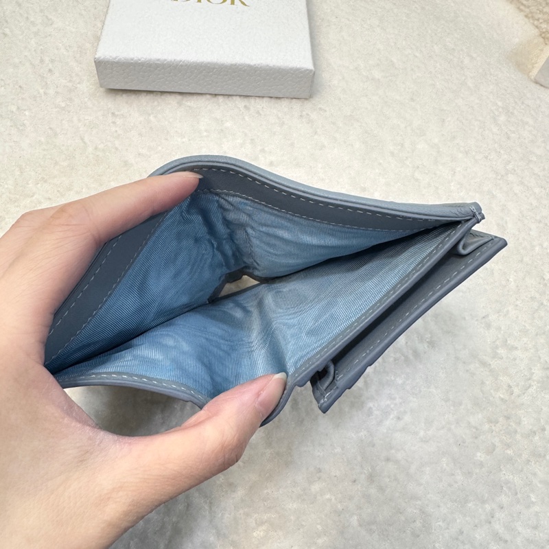 Dior 迪奧雲藍色羊皮 Lady Dior Gardenia短夾 金釦藤格紋短夾 S0178ONMJ-6