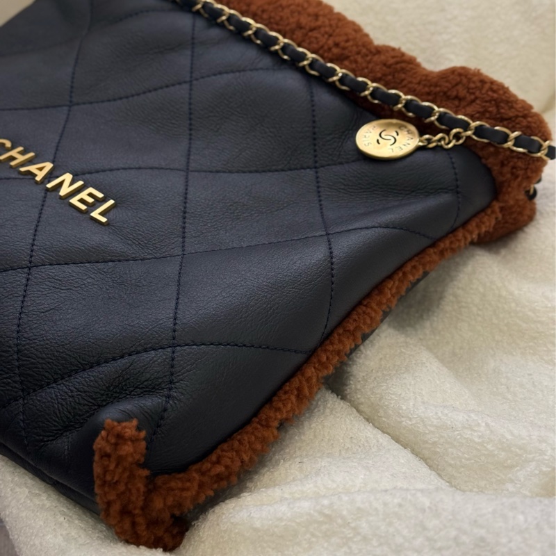 (台灣購證🇹🇼全配）Chanel 22Bag泰迪熊🧸羊羔绒中號✨最新晶片款-2