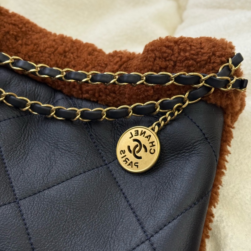 (台灣購證🇹🇼全配）Chanel 22Bag泰迪熊🧸羊羔绒中號✨最新晶片款-6