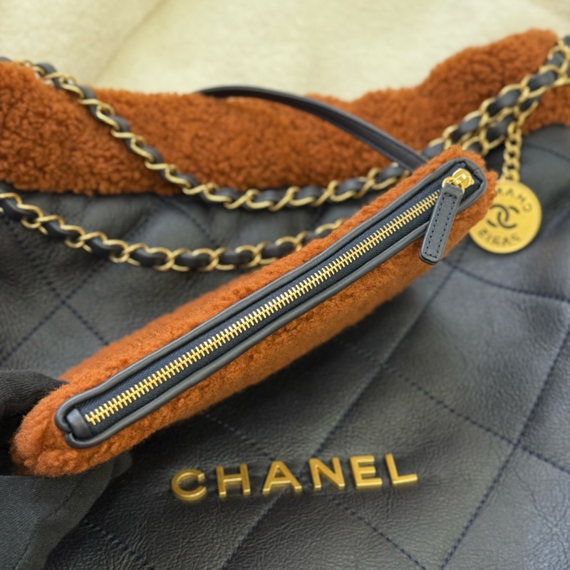 (台灣購證🇹🇼全配）Chanel 22Bag泰迪熊🧸羊羔绒中號✨最新晶片款-13