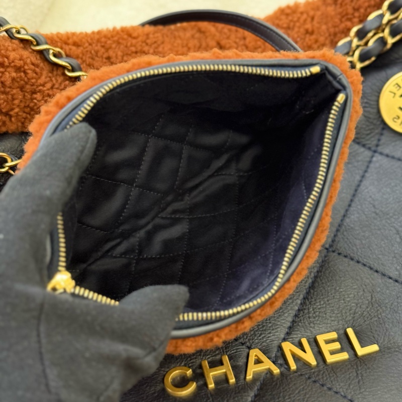 (台灣購證🇹🇼全配）Chanel 22Bag泰迪熊🧸羊羔绒中號✨最新晶片款-14