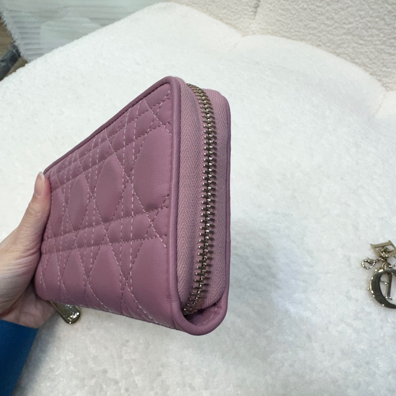 DIOR粉紫色藤格纹羊皮Lady Dior Voyageur长夹S0007ONMJ-3