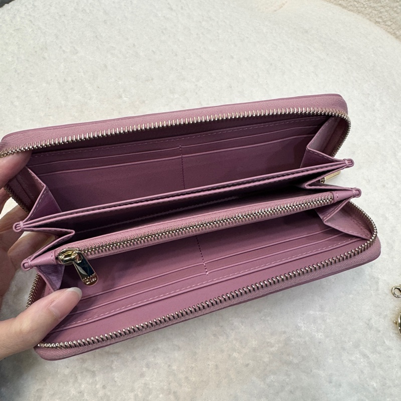 DIOR粉紫色藤格纹羊皮Lady Dior Voyageur长夹S0007ONMJ-6