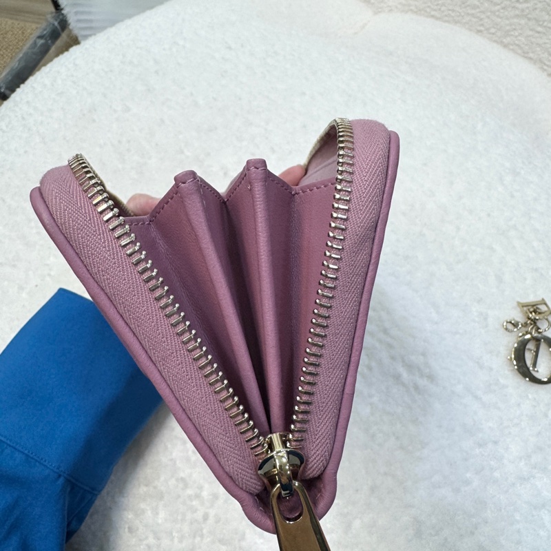 DIOR粉紫色藤格纹羊皮Lady Dior Voyageur长夹S0007ONMJ-8