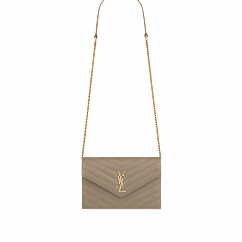 Saint Laurent 女士 CASSANDRE GRAIN DE POUDRE 皮革信封鏈條錢包均碼碼19cm*3.5cm*12.5cm-0