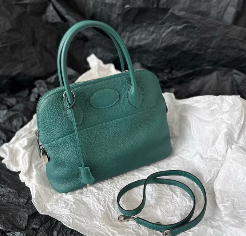 Hermes 愛馬仕 bolide保齡球31 尺寸31x22 刻印:框R 絲絨綠-0