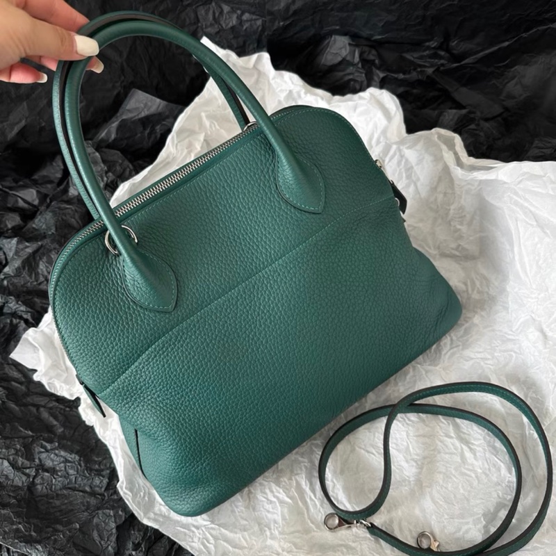 Hermes 愛馬仕 bolide保齡球31 尺寸31x22 刻印:框R 絲絨綠-2
