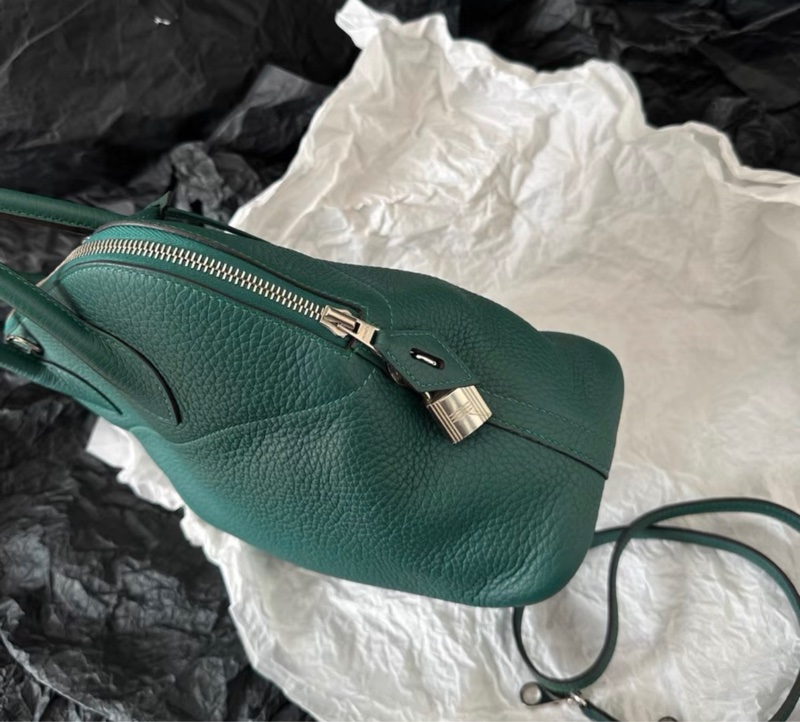 Hermes 愛馬仕 bolide保齡球31 尺寸31x22 刻印:框R 絲絨綠-5