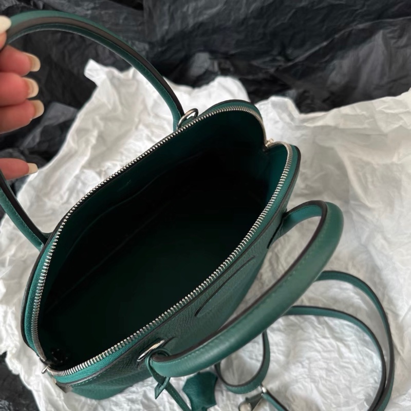 Hermes 愛馬仕 bolide保齡球31 尺寸31x22 刻印:框R 絲絨綠-6