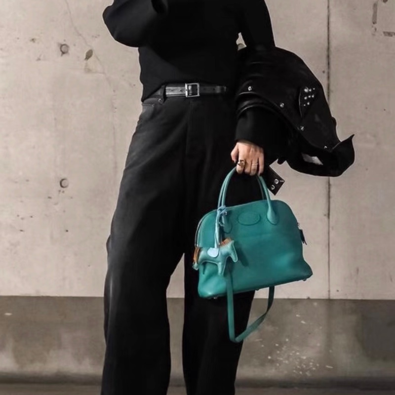 Hermes 愛馬仕 bolide保齡球31 尺寸31x22 刻印:框R 絲絨綠-7