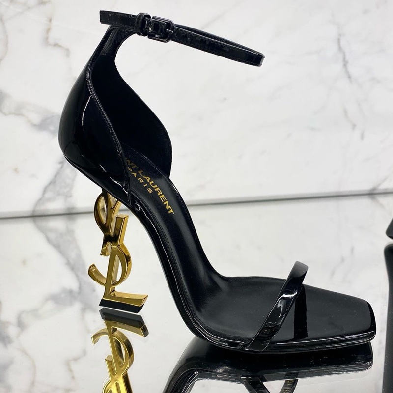 Saint Laurent 女士 OPYUM漆皮Logo標誌高跟涼鞋34 34.5 35 35.5 36 36.5 37 37.5 38 38.5 39 39.5 40 40.5 41 41.5 42碼跟高: 11cm-0