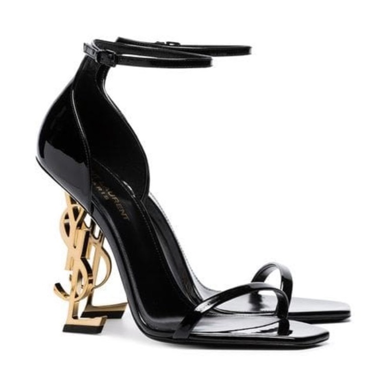 Saint Laurent 女士 OPYUM漆皮Logo標誌高跟涼鞋34 34.5 35 35.5 36 36.5 37 37.5 38 38.5 39 39.5 40 40.5 41 41.5 42碼跟高: 11cm-2