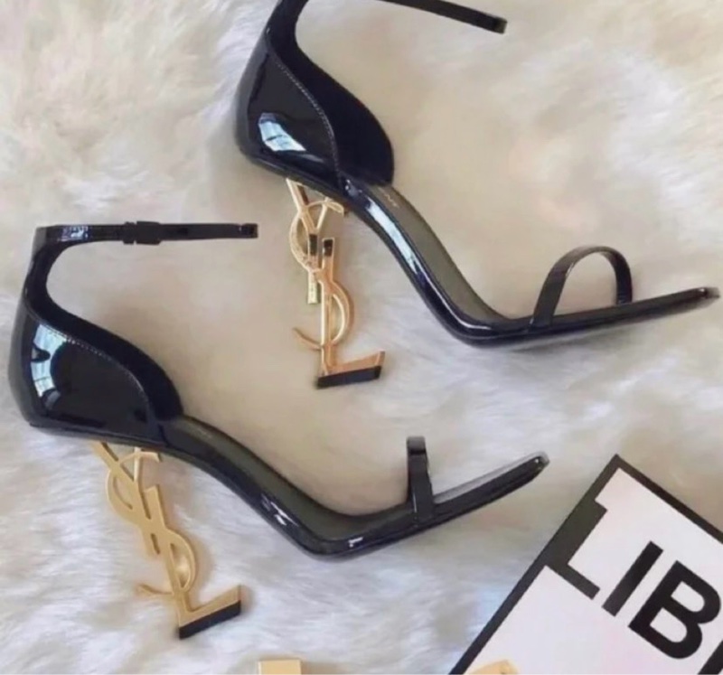 Saint Laurent 女士 OPYUM漆皮Logo標誌高跟涼鞋34 34.5 35 35.5 36 36.5 37 37.5 38 38.5 39 39.5 40 40.5 41 41.5 42碼跟高: 11cm-4