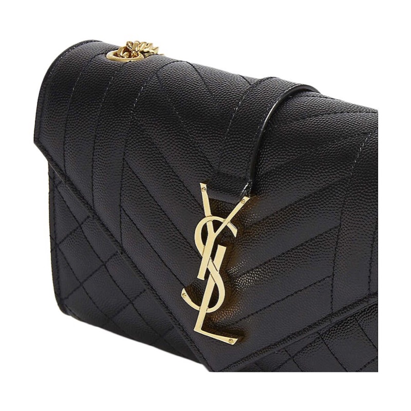 Saint Laurent 女士 ENVELOPE 小號黑色絎縫紋理真皮包均碼碼小號、21cm*6cm*13cm-4