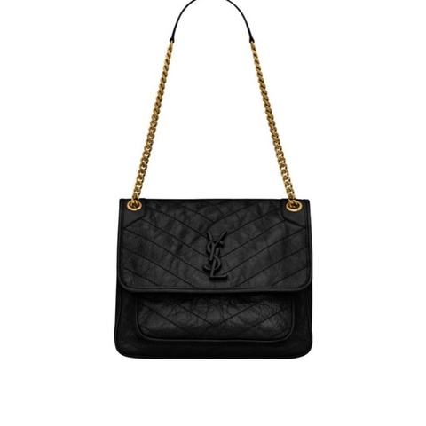 Saint Laurent 女士 NIKI褶皺復古皮革中號鏈條包均碼碼中號、28cm*8.5cm*20cm