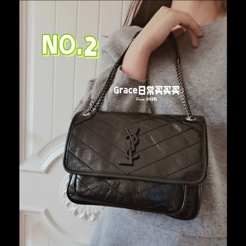 Saint Laurent YSL Niki so black 黑色ysl logo 小號斜背包-0