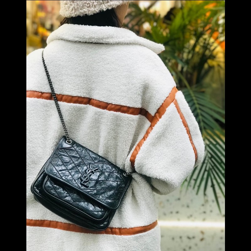 Saint Laurent YSL Niki so black 黑色ysl logo 小號斜背包-2