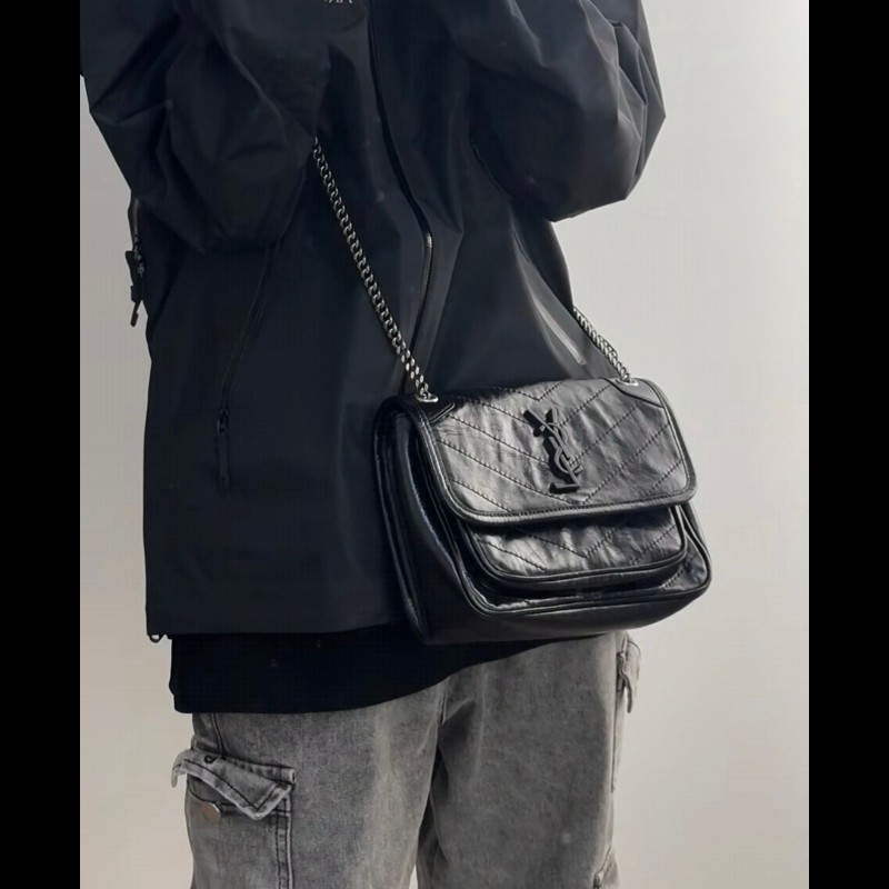 Saint Laurent YSL Niki so black 黑色ysl logo 小號斜背包-3