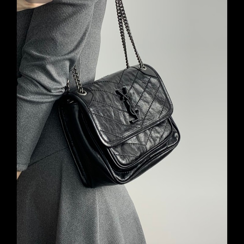 Saint Laurent YSL Niki so black 黑色ysl logo 小號斜背包-4
