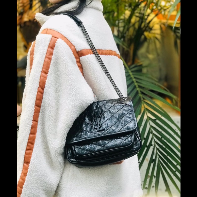 Saint Laurent YSL Niki so black 黑色ysl logo 小號斜背包-5