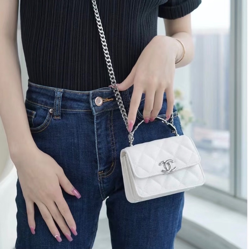 【97新 ✨ 全網最低價！】香奈兒Chanel Kelly mini 白銀 琺瑯手柄 荔枝皮（下單前先詢問庫存❗️）-2