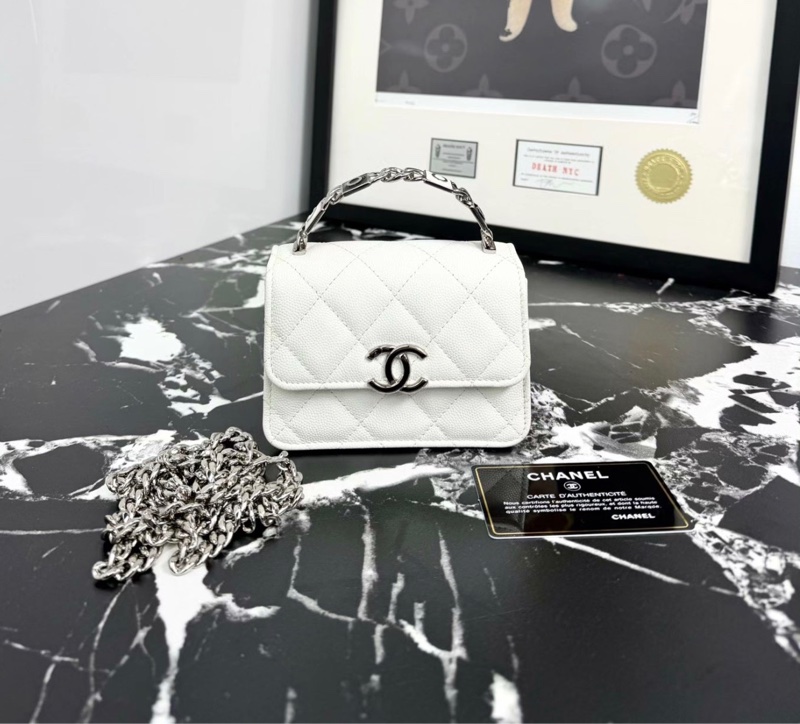 【97新 ✨ 全網最低價！】香奈兒Chanel Kelly mini 白銀 琺瑯手柄 荔枝皮（下單前先詢問庫存❗️）-5