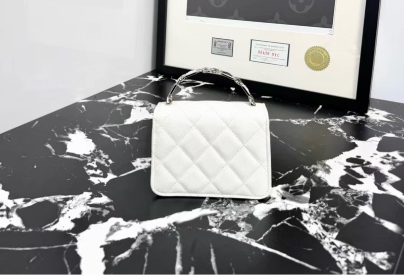 【97新 ✨ 全網最低價！】香奈兒Chanel Kelly mini 白銀 琺瑯手柄 荔枝皮（下單前先詢問庫存❗️）-6