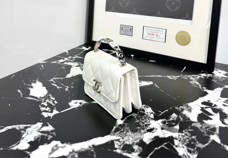 【97新 ✨ 全網最低價！】香奈兒Chanel Kelly mini 白銀 琺瑯手柄 荔枝皮（下單前先詢問庫存❗️）-8