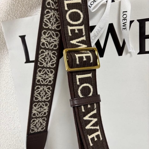 Loewe Gate 寬背帶 緹花背帶 可可棕 深咖色