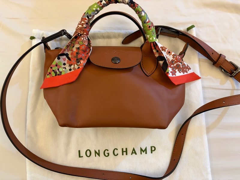 Longchamp LE PLIAGE XTRA 手提包 XS 腰果色 - 皮革+long champ 絲巾-1
