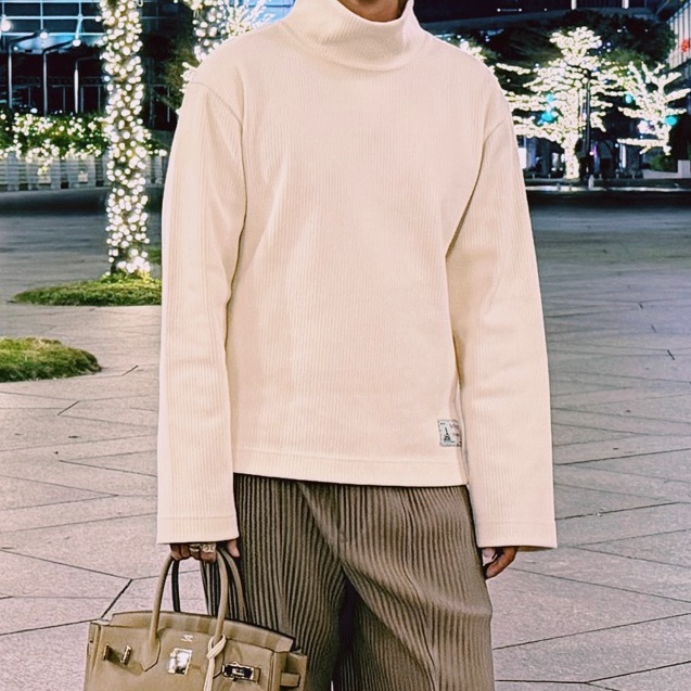 BV 寬版休閒長袖毛衣-0