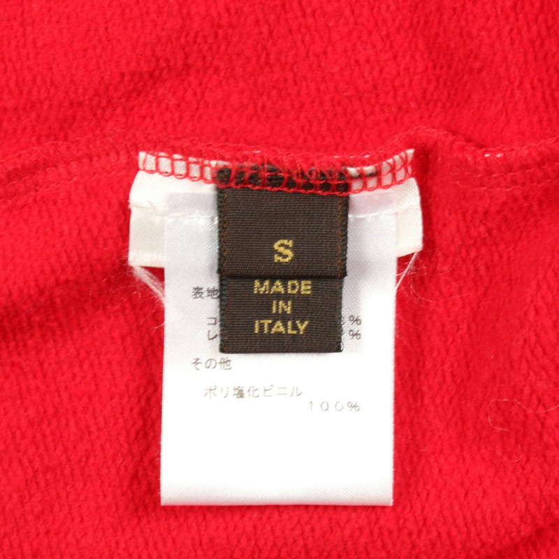 LOUIS VUITTON × Supreme 聯名款連帽衫,飾有 Box Logo,純棉材質,紅白配色,S 碼,二手,男女通用。 LV-4