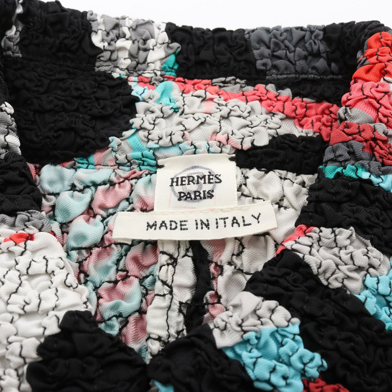 愛馬仕斜紋真絲拉鍊外套,黑色多色,二手女款-2