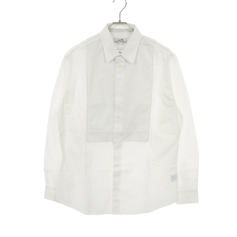 愛馬仕 Serie 羈扣襯衫上衣 #40 15 3/4 純棉 白色 二手 男款-0