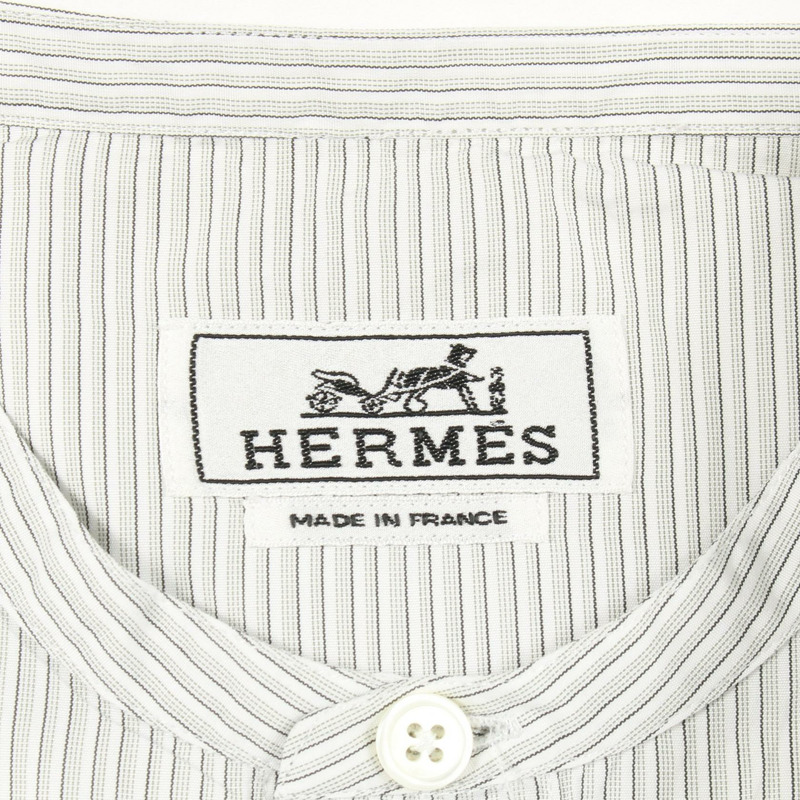愛馬仕 Serie 羈扣襯衫上衣 #40 15 3/4 純棉 白色 二手 男款-2