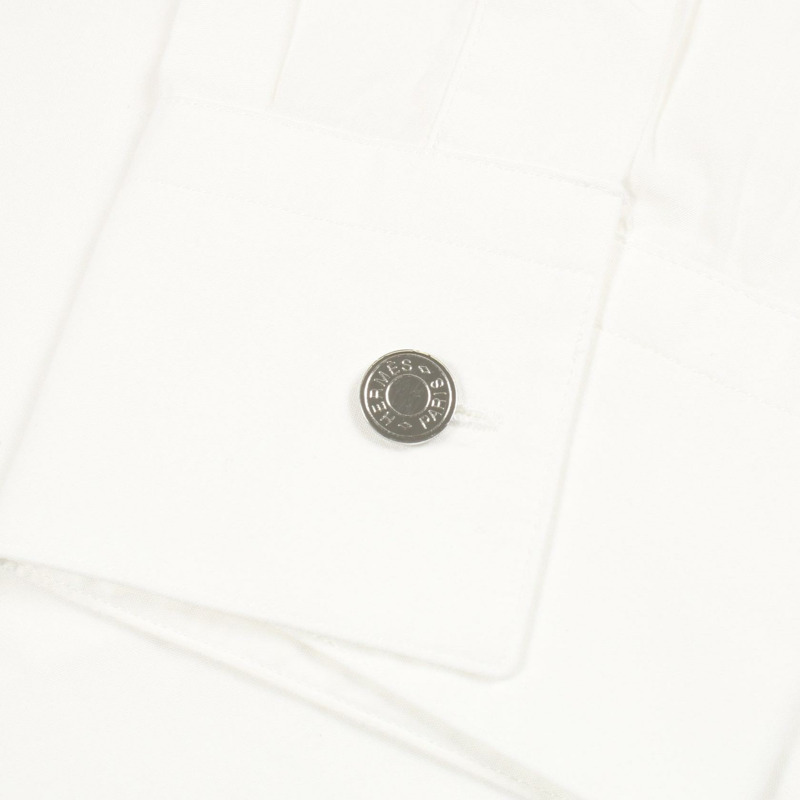 愛馬仕 Serie 羈扣襯衫上衣 #40 15 3/4 純棉 白色 二手 男款-6