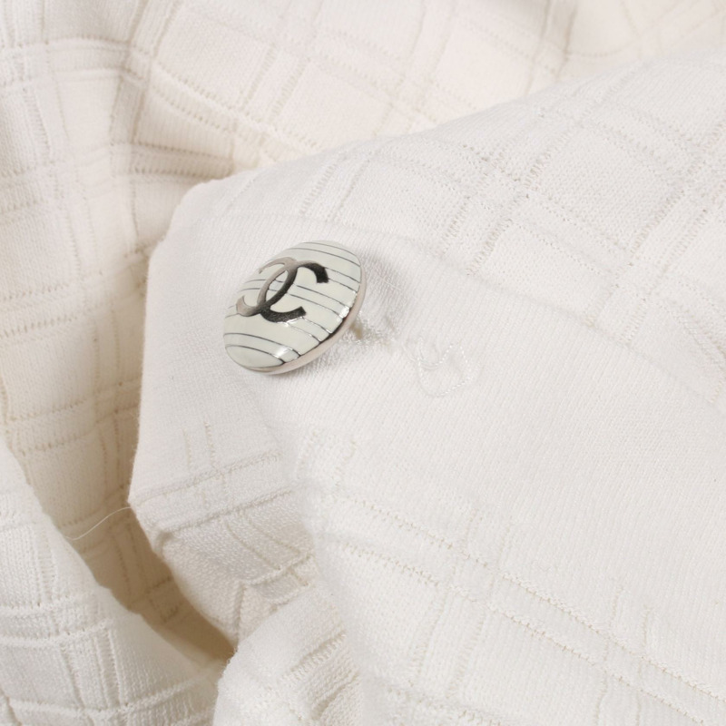 香奈兒 (CHANEL) CC Logo 扣款迷你洋裝 P47573K06030 純棉 白色 #36 二手女裝-5