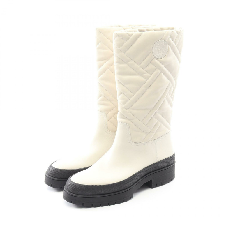 愛馬仕 Fuji 女款白色真皮靴,二手,尺寸 37-0