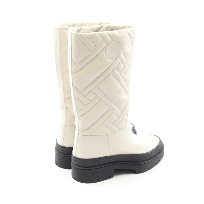 愛馬仕 Fuji 女款白色真皮靴,二手,尺寸 37-1