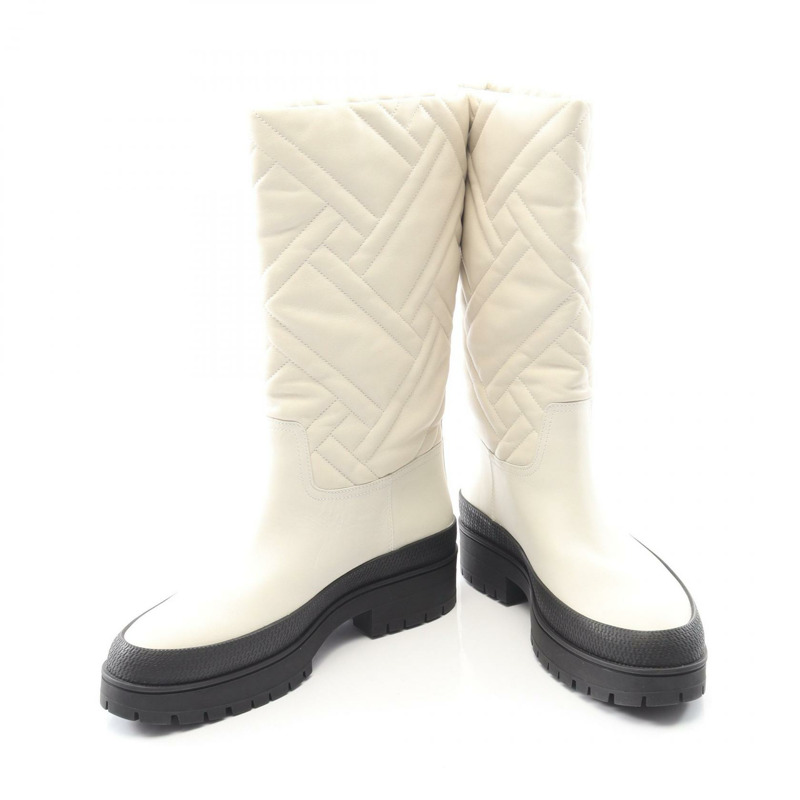 愛馬仕 Fuji 女款白色真皮靴,二手,尺寸 37-2