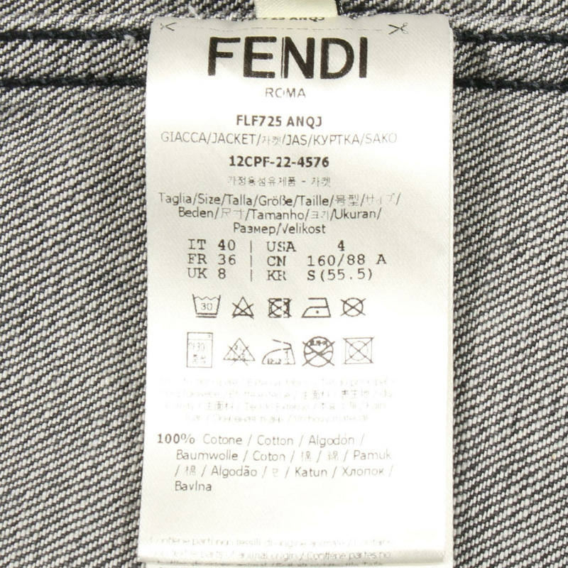FENDI 牛仔外套 #40 短袖襯衫 FLF725 棉質灰色 二手 女款-4