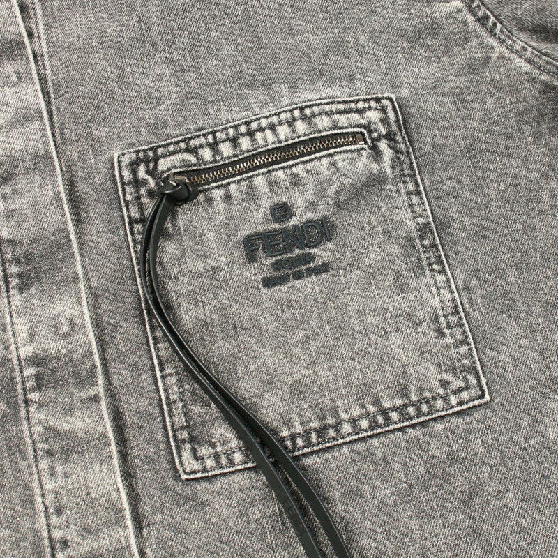 FENDI 牛仔外套 #40 短袖襯衫 FLF725 棉質灰色 二手 女款-7