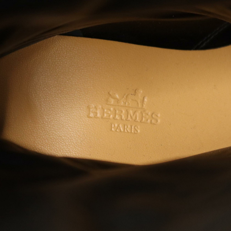 愛馬仕 Fjord 皮革 Exlibris 靴子，米色麂皮，二手女款 #35-4