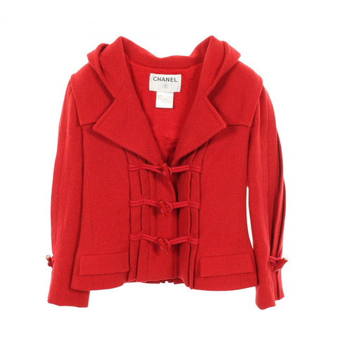 香奈兒短版羊毛大衣外套 P29302V15218 紅色 二手 女款 40碼