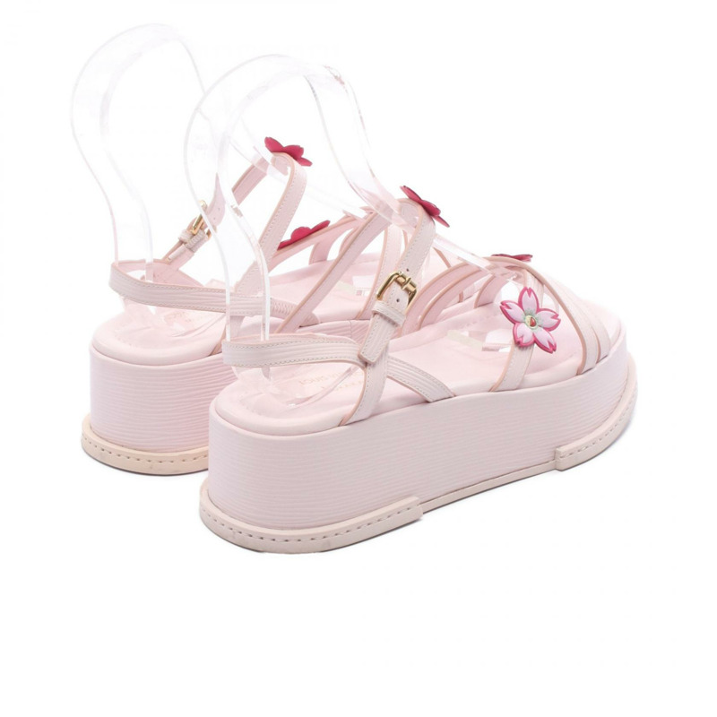 路易威登 LV × TM MAYA 涼鞋,粉紅真皮,二手女款,#35.5-1