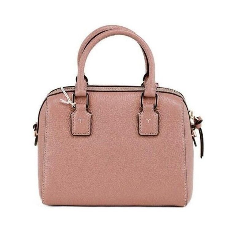 【TORY BURCH】小款荔枝皮革流蘇素色波士頓包/兩用包-粉-2