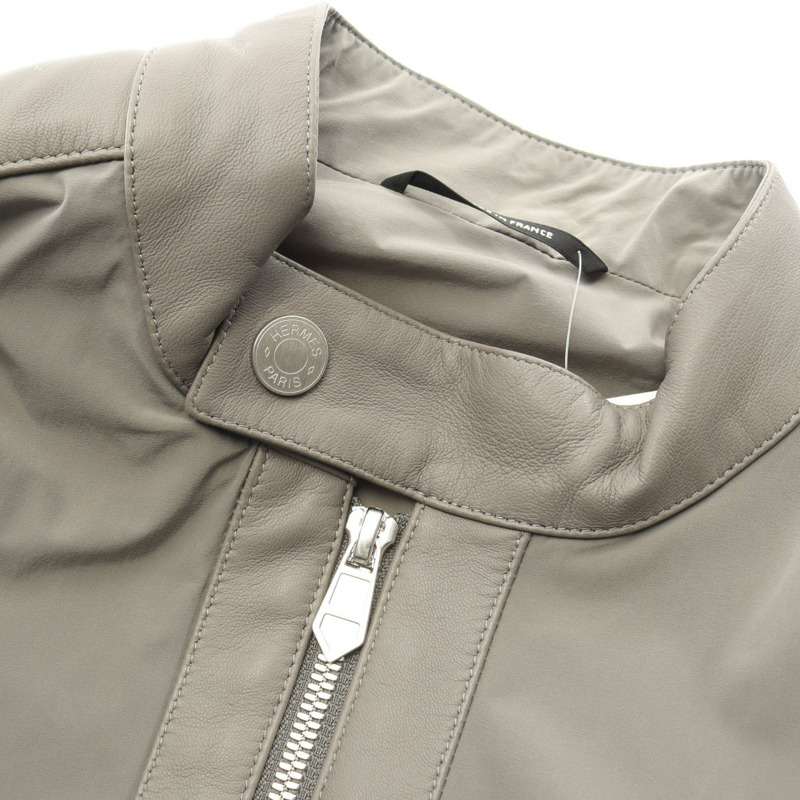 愛馬仕 Serie 紐扣短夾克 其他夾克 尼龍皮革 灰色 二手 男士-5