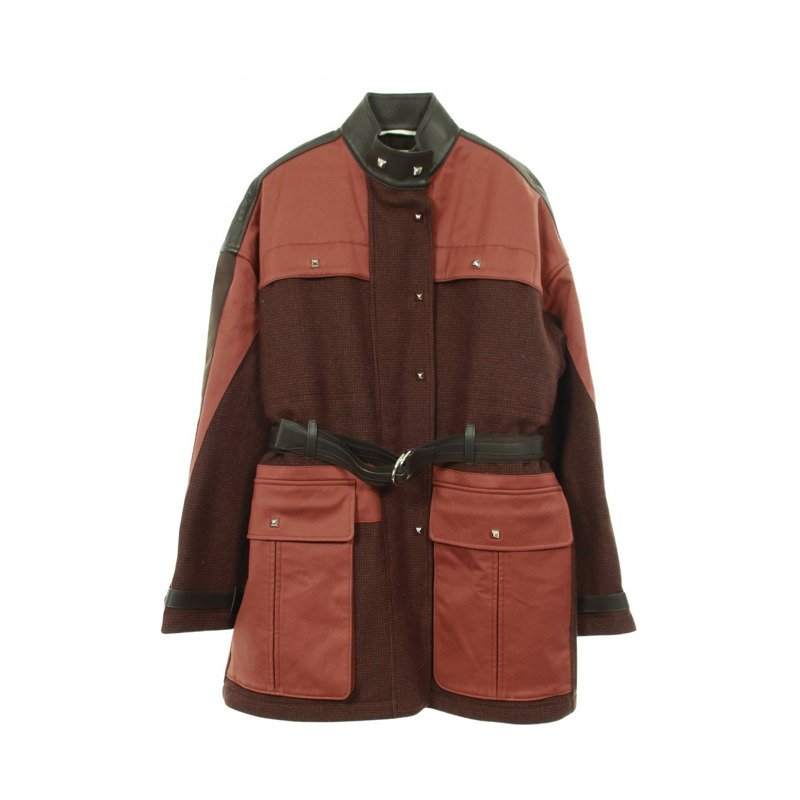 愛馬仕其他款式夾克，羊毛、羊絨、皮革，棕色，二手女款-0