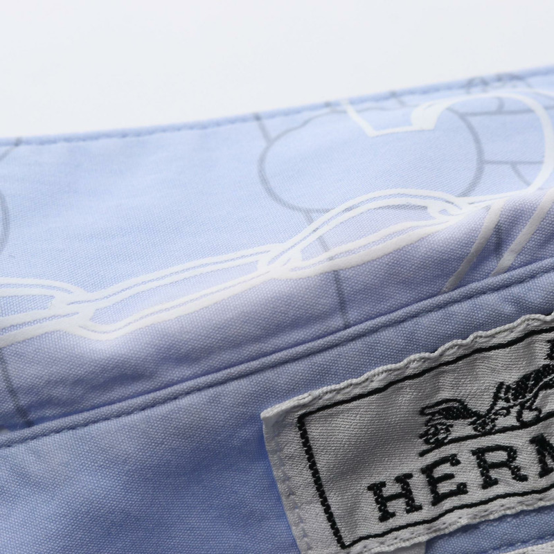 愛馬仕 Mors et Gourmettes 長袖襯衫,純棉,藍色,二手男款,#39,15 1/2-4