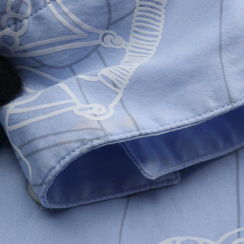 愛馬仕 Mors et Gourmettes 長袖襯衫,純棉,藍色,二手男款,#39,15 1/2-5